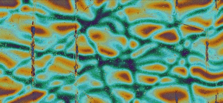 Teal and amber cell pattern